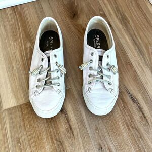 SPERRY TOP SLIDERS WOMENS WHITE LEATHER SNEAKERS SIZE 6
